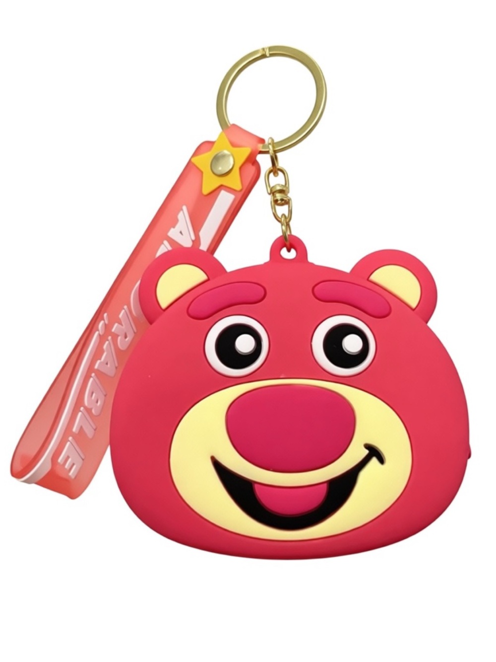 Toy Story Lotso Bear Coins/Candies Zipper Pouch Bag Silicone Keychain Bag Charm